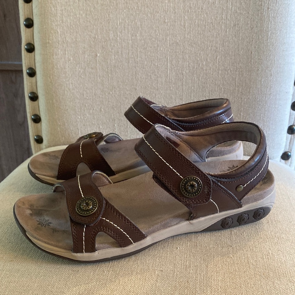 Therafit Comfort Sandals Leather Adjustable Brown Size 8.5-9